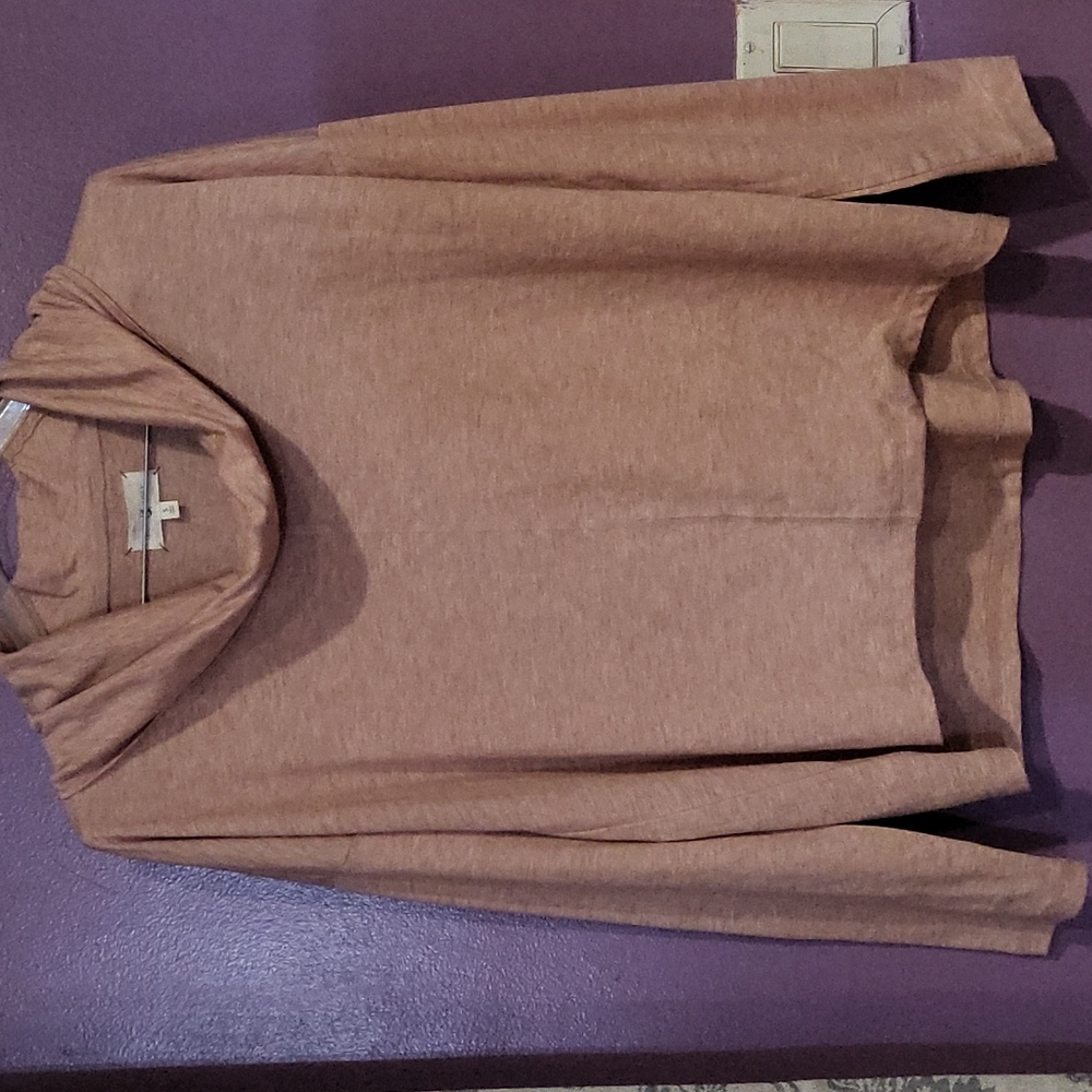Lou & Grey, cowl neck long sleeve shirt, pink, S